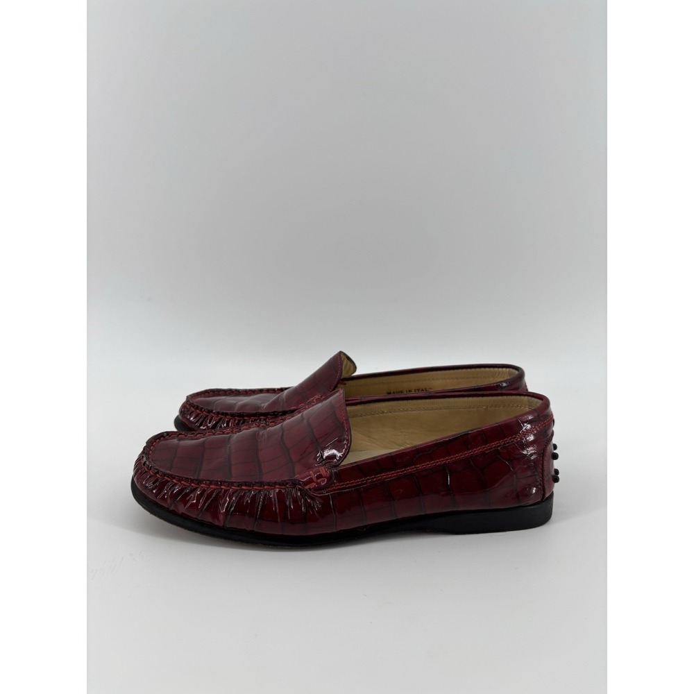 Saks Fifth Avenue Crocodile Patent Leather Driving Loafers Sz 8.5 Made in Italy